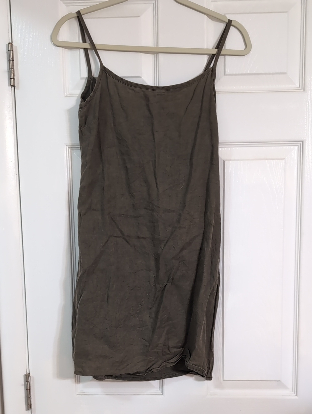 Old Navy Olive/Taupe Spaghetti Strap Linen Dress